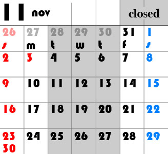 11月のカレンダー